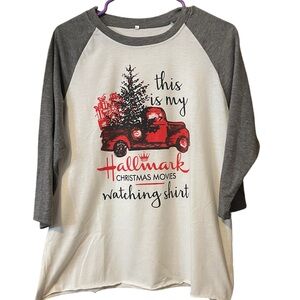 EUC Hallmark Christmas baseball tee